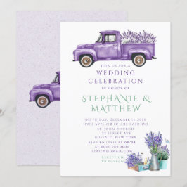 Convite Casamento de Púrpura Vintage Truck Wisteria