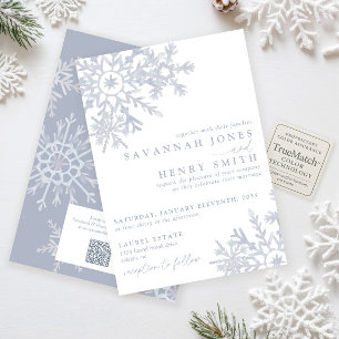 Convite Casamento de QR Code de Floco de Neve de Inverno A