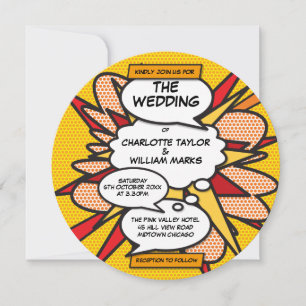 Convite Casamento de Quadrinhos de Diversão Moderna