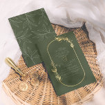 Convite Casamento de Quadro Botânico Elegante Verde e Dour<br><div class="desc">Chic e elegantes convites verdes para sábios com uma falso estrutura botânica de ouro e tipografia branca. Um quadro verde desenhado à mão com seus nomes e detalhes de eventos em uma tipografia simples e delicada com uma amante dourada florescente. Perfeito para primavera, verão, outono ou casamento no inverno. Cartões...</div>
