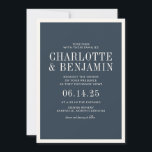 Convite Casamento de Quadro de Fronteira Azul Formal Elega<br><div class="desc">Convite para Casamento de Quadro de Fronteira Azul de Marinho Legal Elegante Clássico</div>