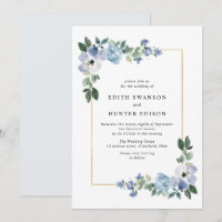 casamento de quadro floral azul e verde