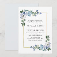 casamento de quadro floral azul e verde pintado