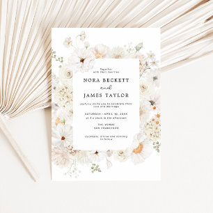 Convite Casamento de Quadro Floral Branco