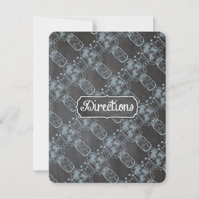 Convite Casamento de quadro-negro em jarra de Mason azul r (Frente)