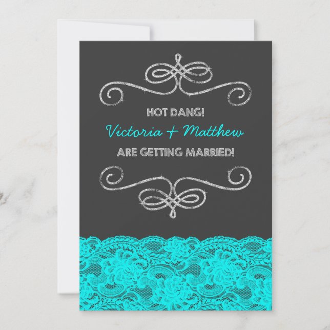 Convite Casamento de Quadro Negro Vintage Hot Dang (Frente)