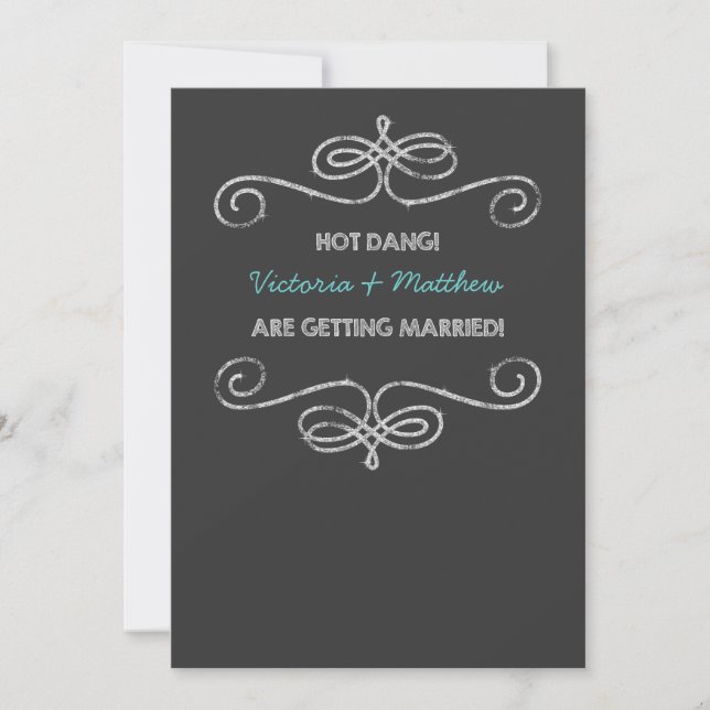 Convite Casamento de Quadro Negro Vintage Hot Dang (Frente)