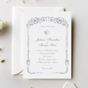 Convite Casamento de Quadro Ornamentado Barroco Elegante