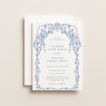 Casamento de Quadro Vitoriano Azul Francês