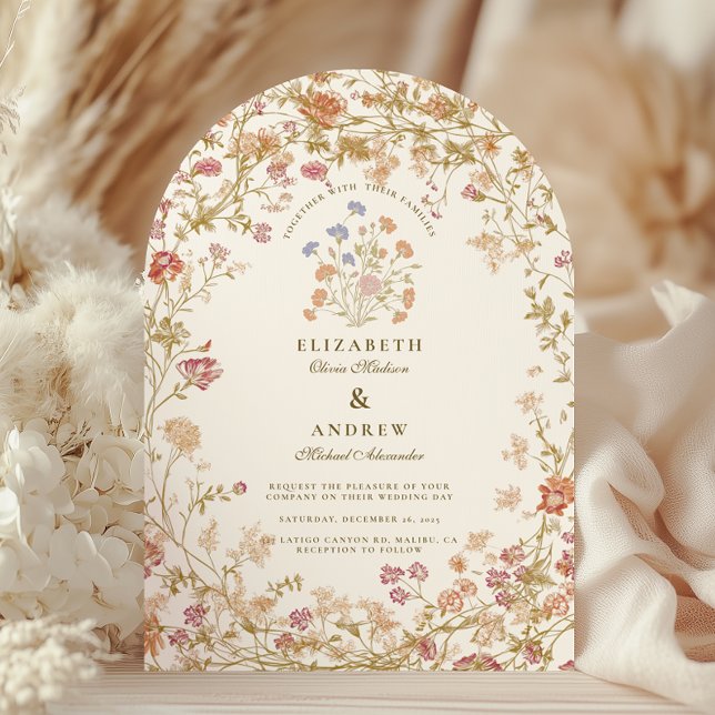 Convite Casamento de Quadros Antigos Florais do Rococo (Criador carregado)