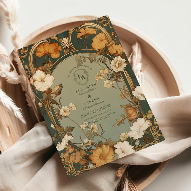 Convite Casamento de Quadros Botânicos Românticos de Arte  (Criador carregado)