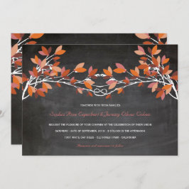 Convite Casamento de Quadros de Chalkboard Autumn Red Knot