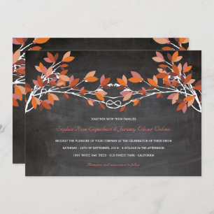 Convite Casamento de Quadros de Chalkboard Autumn Red Knot