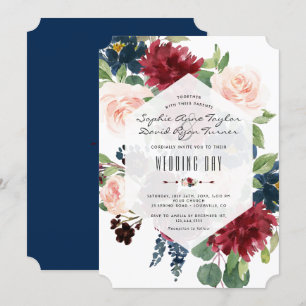 Convite Casamento de Quadros de Hexágono Floral Charm Bur