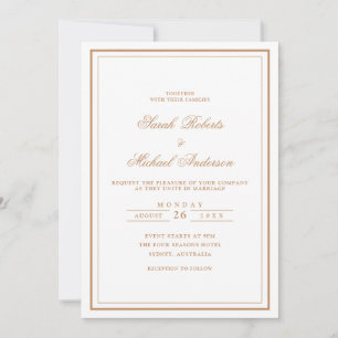 Convite Casamento de Quadros Dourados Mínimo de Na moda Mo
