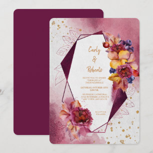 Convite Casamento de Quadros Geométricos Modernos Flóridos