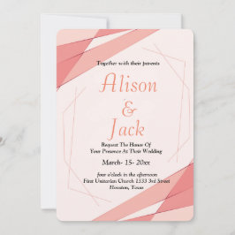 Convite Casamento de quadros geométricos rosa-rosado-esfar