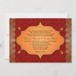 Convite Casamento de Quadros Indianos de Borda Dourada