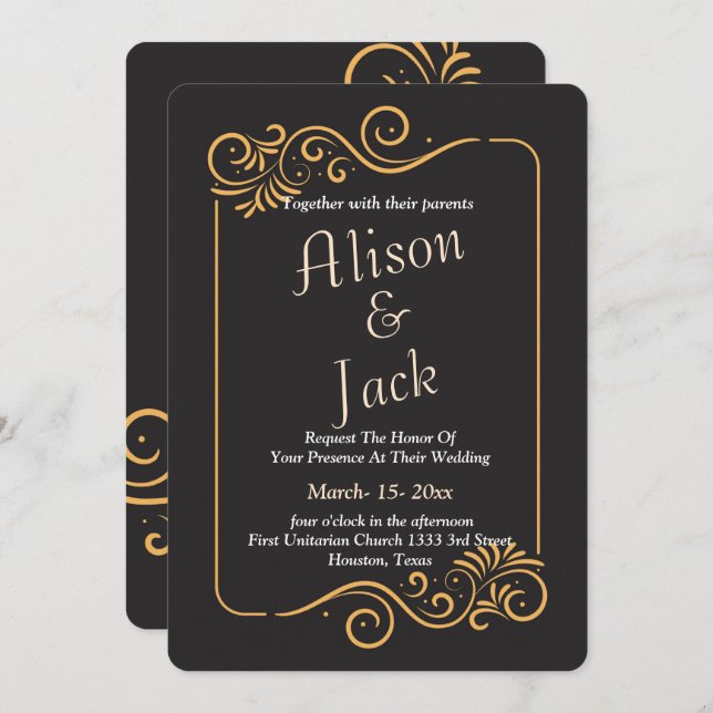 Convite Casamento de Quadros Ornamentais (Frente/Verso)