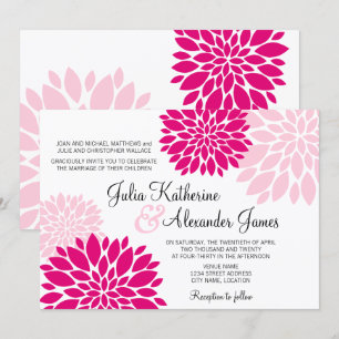 Convite Casamento de Quebra Floral Elegante de Fuchsia Ros