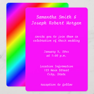 Convite Casamento de Rainbow Ombre Magenta