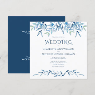 Convite Casamento de Ramificações Azuis de Molho