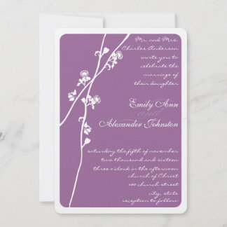 Convite Casamento de Ramo de Flor Selvagem Roxo