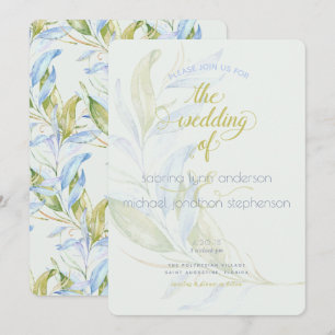 Convite Casamento de Ramos de Leafy Modern Boho Modern