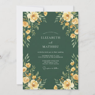 Convite Casamento de Ranúnculo de Eucalipto Dourado Flores