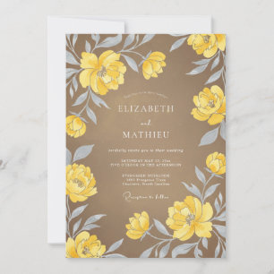 Convite Casamento de Ranúnculo de Eucalipto Dourado-Toupei