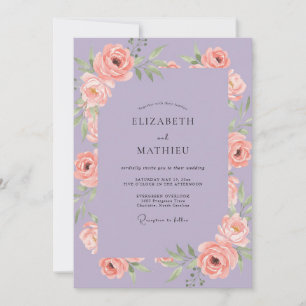Convite Casamento de Ranúnculo de Eucalipto Salmão Rosa Ma