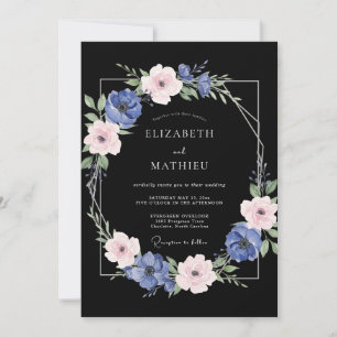 Convite Casamento de Ranúnculo Eucalipto Azul- Violeta Pre