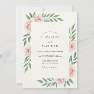 Convite Casamento de Ranúnculo Eucalipto Coral Salvia