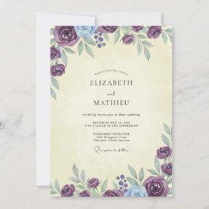 Convite Casamento de Ranúnculo Eucalipto Creme Antigo Amei