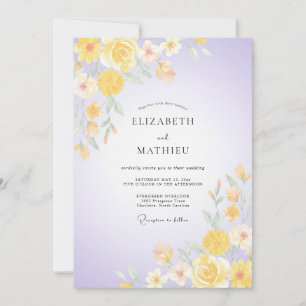 Convite Casamento de Ranúnculo Eucalipto Dourado Lavanda
