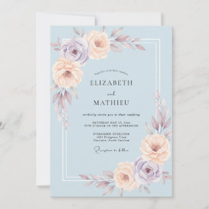 Convite Casamento de Ranúnculo Eucalipto em Mauve Silencia