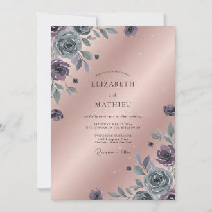 Convite Casamento de Ranúnculo Eucalipto Lilás Mauve Empoe