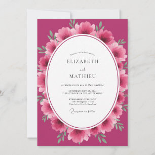 Convite Casamento de Ranúnculo Eucalipto Magenta