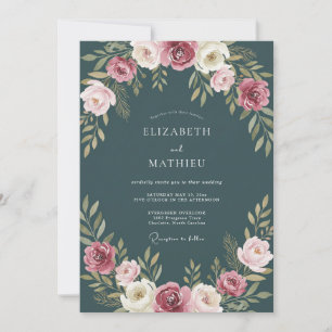 Convite Casamento de Ranúnculo Eucalipto Malva Ardósia
