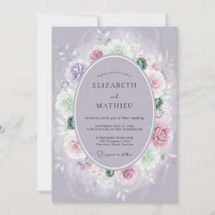 Convite Casamento de Ranúnculo Eucalipto Periwinkle Ardósi