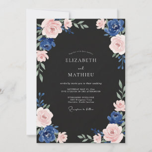Convite Casamento de Ranúnculo Eucalipto Rosa Mauve Marinh