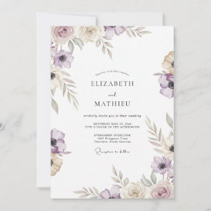 Convite Casamento de Ranúnculo Eucalipto Taupe Rosa