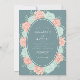 Convite Casamento de Ranúnculo Safira Slate Salvia