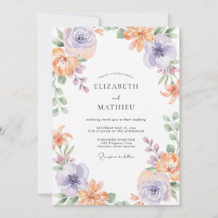 Convite Casamento de Ranunculus Ameixa Dourada Suave Eucal