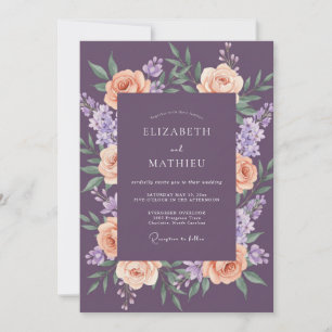 Convite Casamento de Ranunculus de Ameixa Abricó Muted Euc
