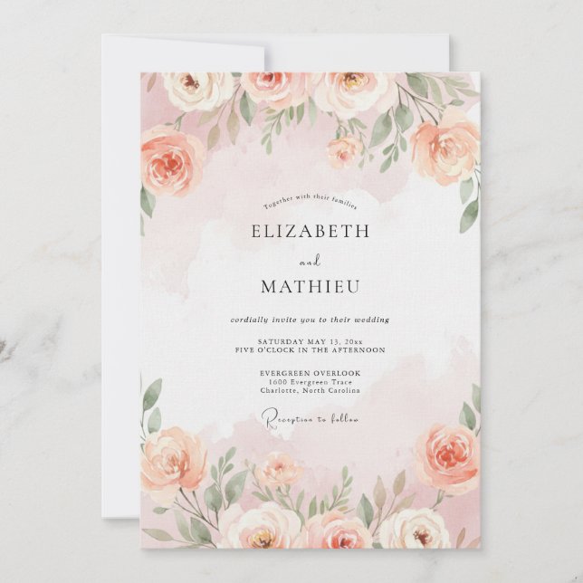 Convite Casamento de Ranunculus de Damasco Macio com Eucal (Frente)