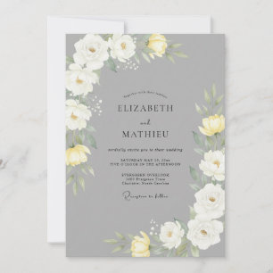 Convite Casamento de Ranunculus de Eucalipto Amarelo Ardós