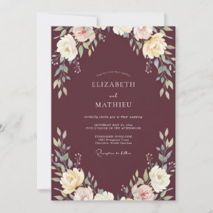 Convite Casamento de Ranunculus de Eucalipto com Creme Bor