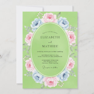 Convite Casamento de Ranunculus de Eucalipto com Pastel de