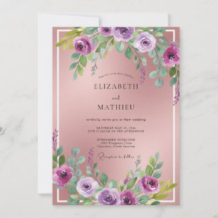 Convite Casamento de Ranunculus de Eucalipto Magenta Rosa